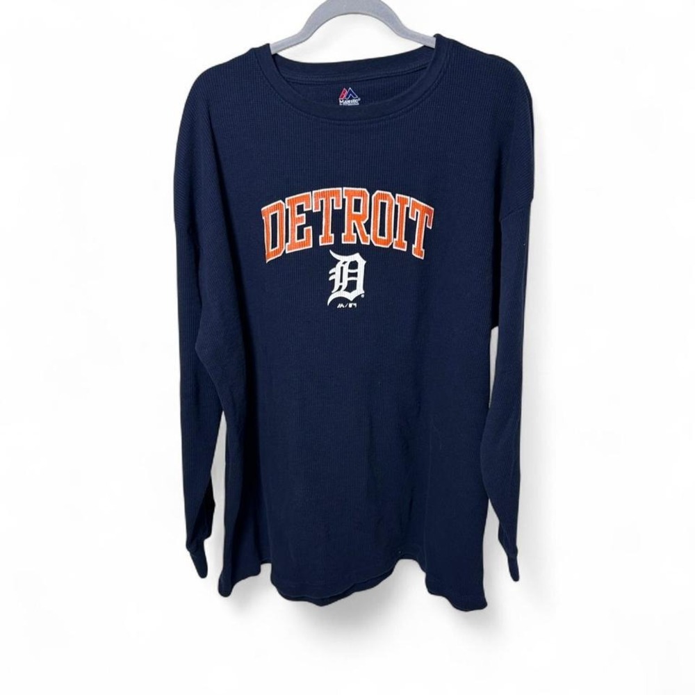 Detroit Tigers navy long‎ sleeve thermal shirt Size 3XL #MLB #baseball